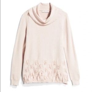 Harper Lane Ruffle Mockneck Fringe Pullover Sweater